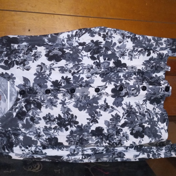 White Stag Sweaters - Black and white floral cardigan